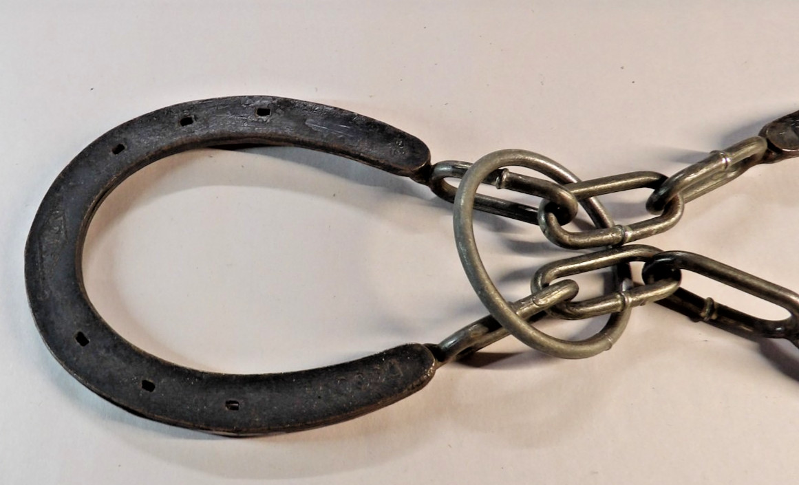 Vintage Hot Forged Horseshoe Ring Puzzle Game, Brain Teaser