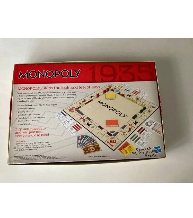 Monopoly Retro Series 1935 Edition Game Parker Brothers & Hasbro Kids B7743 8+