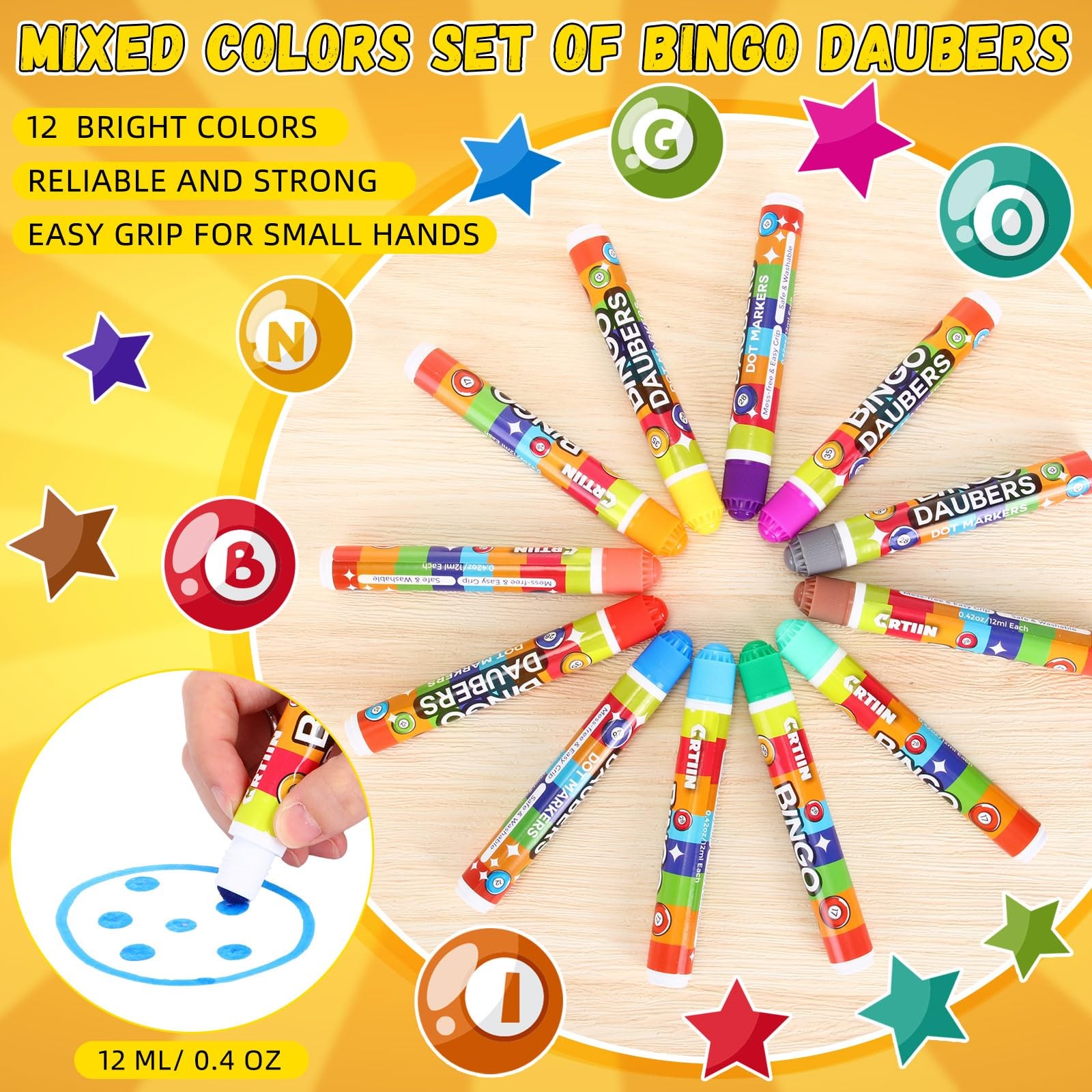 1 Count (Pack of 12), yellow, orange, purple, dark red, green, sky blue,…