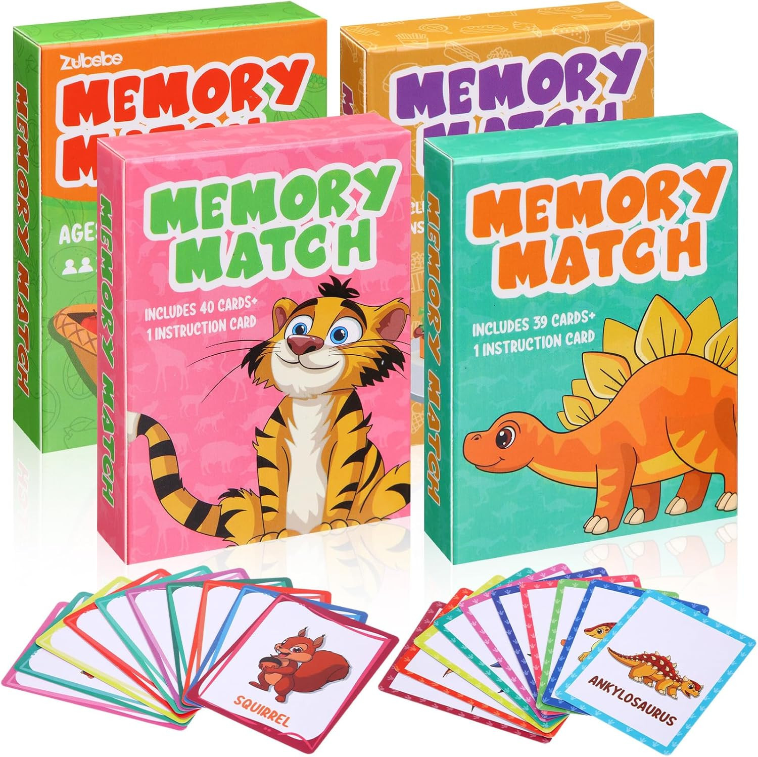 Zubebe 4 Sets Memory Matching Game for Kids Memory Match Fun Matching Game Educa