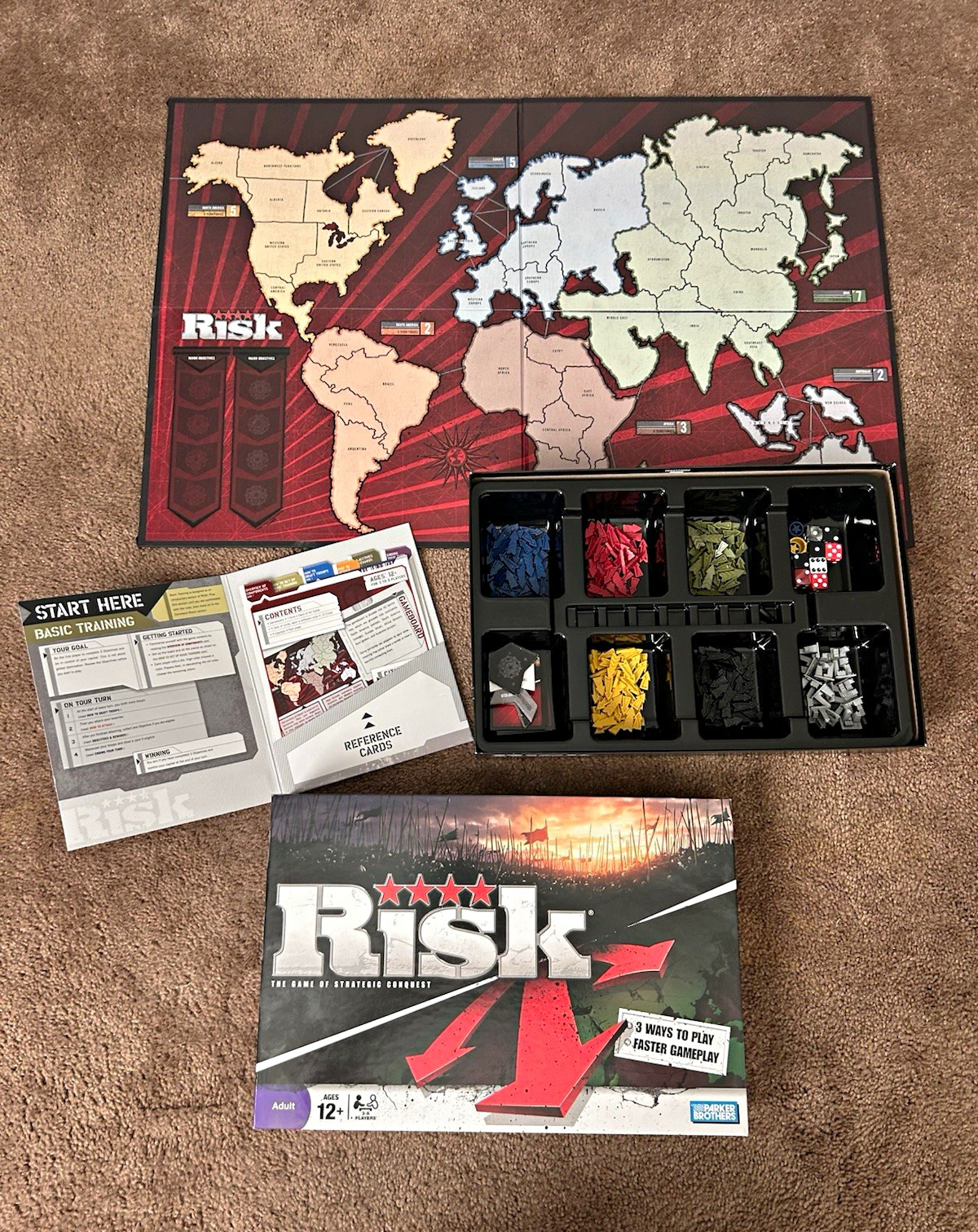 Parker Brothers Risk Strategy Board Game Complete, 3 Ways to Play, 2+ 12+