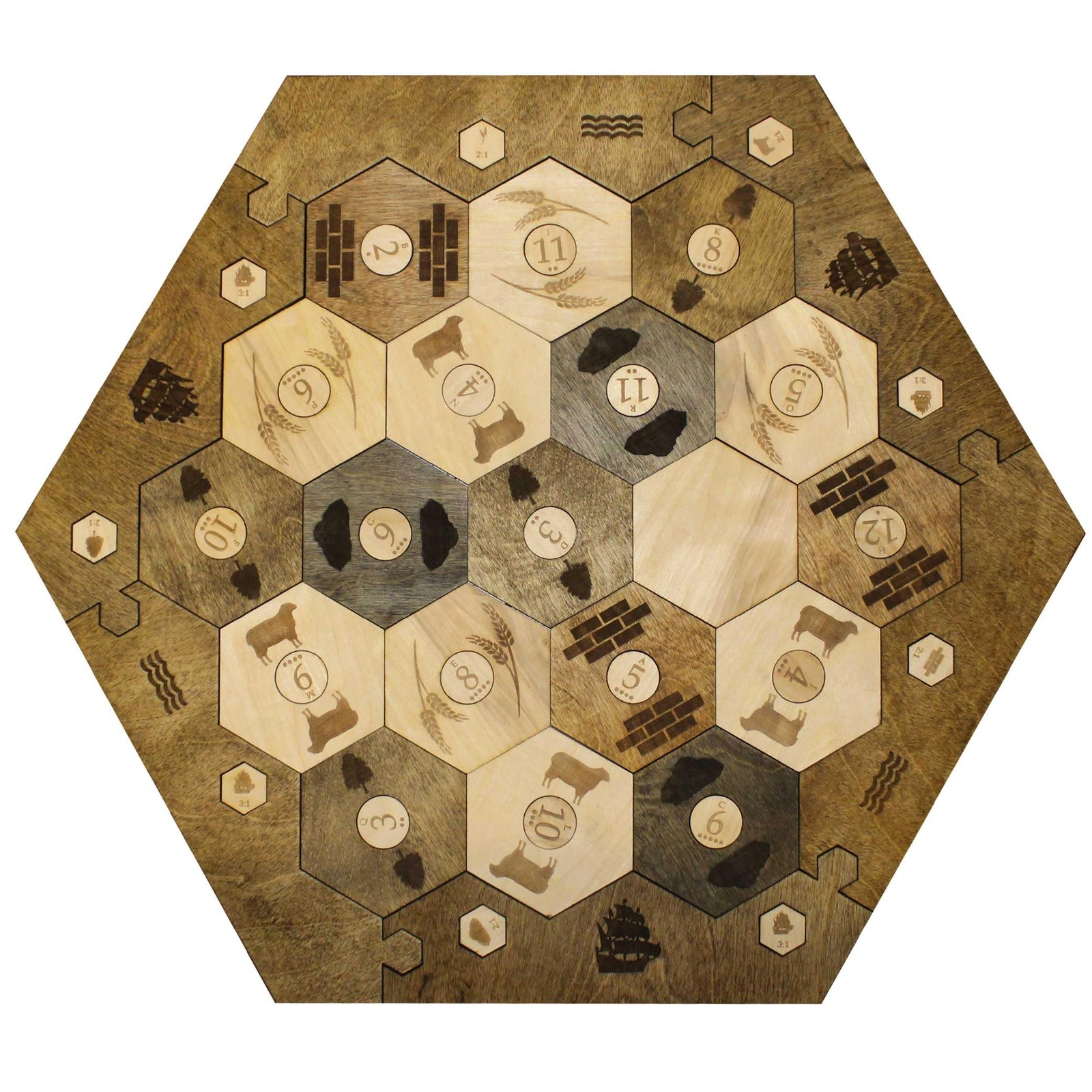 Guytrendz Custom Wood Settler – 2-4 Walnut Settlers Of Catan