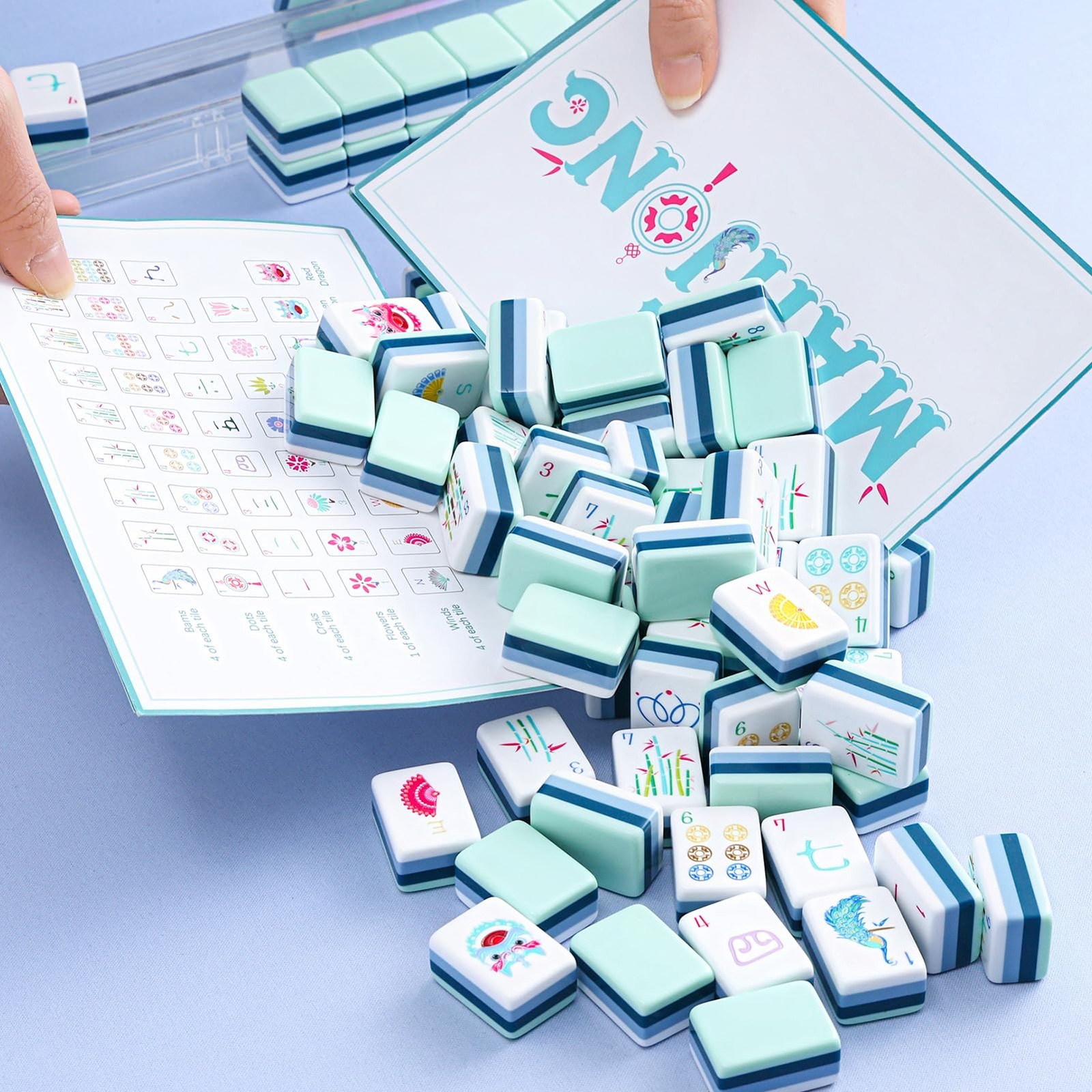 My Mahjong Trove 160 Acrylic 4 Layer Engraved American Mahjong Tiles Set with…