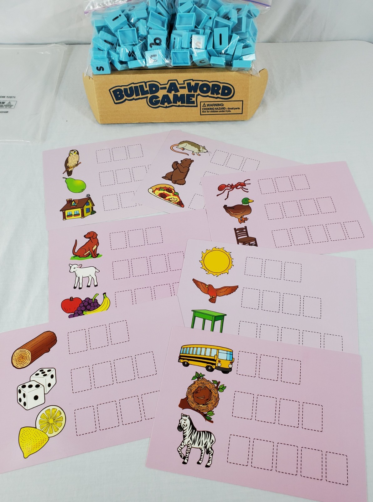Build-A-Word Game Toys To Grow On #648 Word Cards & Blue Tiles Pre-Owned