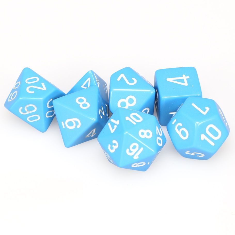 Chessex Light Blue/White Opaque Dice 7-Dice Set (D20/12/10/%/8/6/4) CHX25416