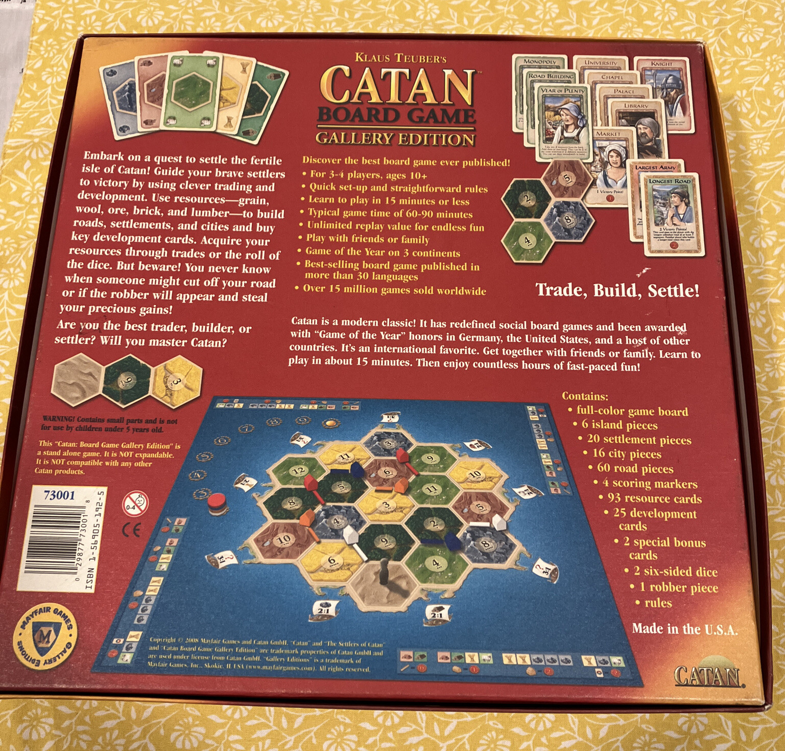 Catan Board Game Gallery Edition 73001 Klaus Teuber Mayfair Games Complete