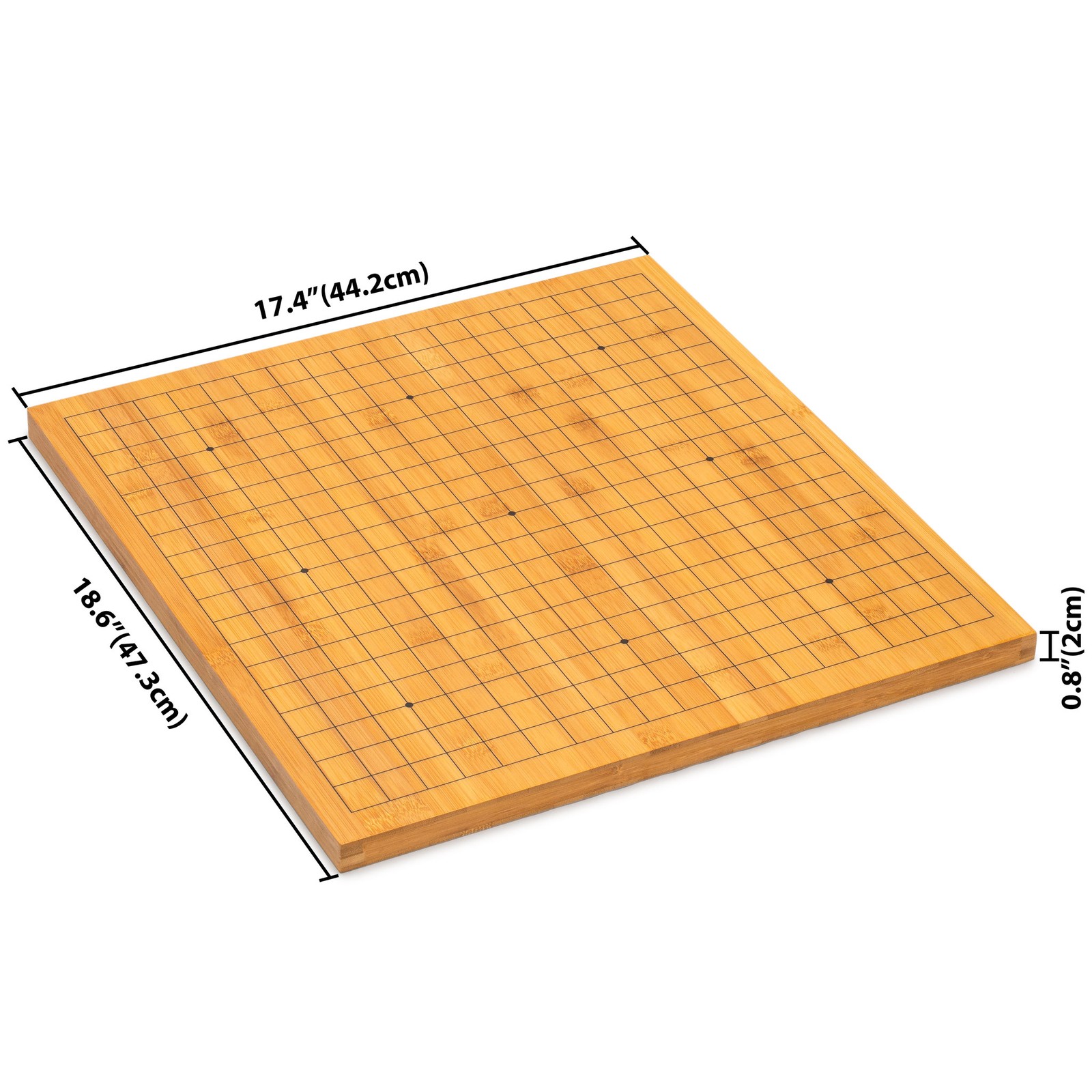 Bamboo 0.8-Inch Reversible 19×19/13×13 Go Game Set Board w/ Bowls and Stones