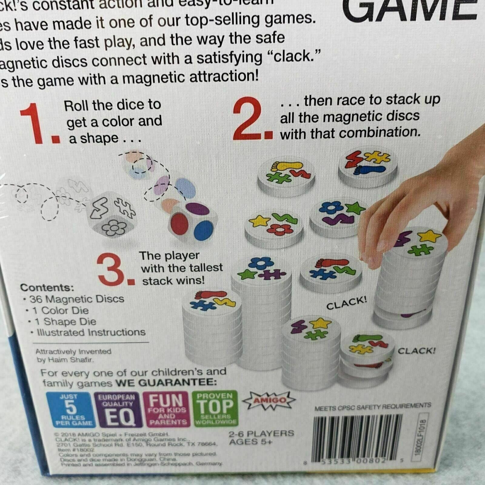 Clack Game Kids Family Fun Night Magnetic Stacking Disks Activity Amigo New