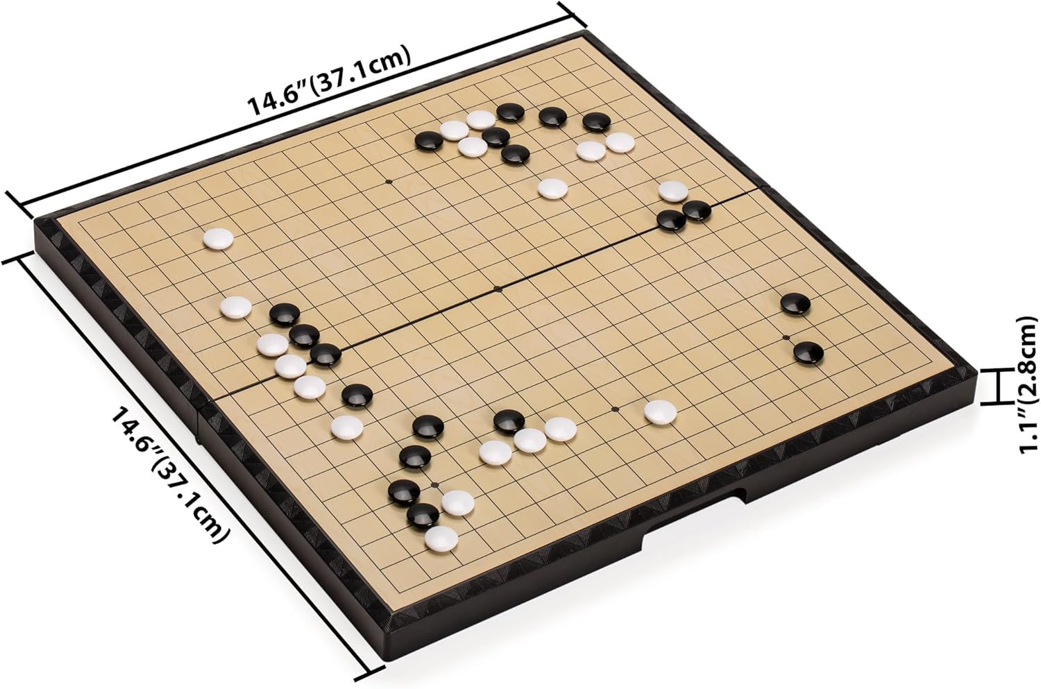 Large Magnetic 19X19 Go Game Set Board (14.6-Inch) with Single Convex Stones – F