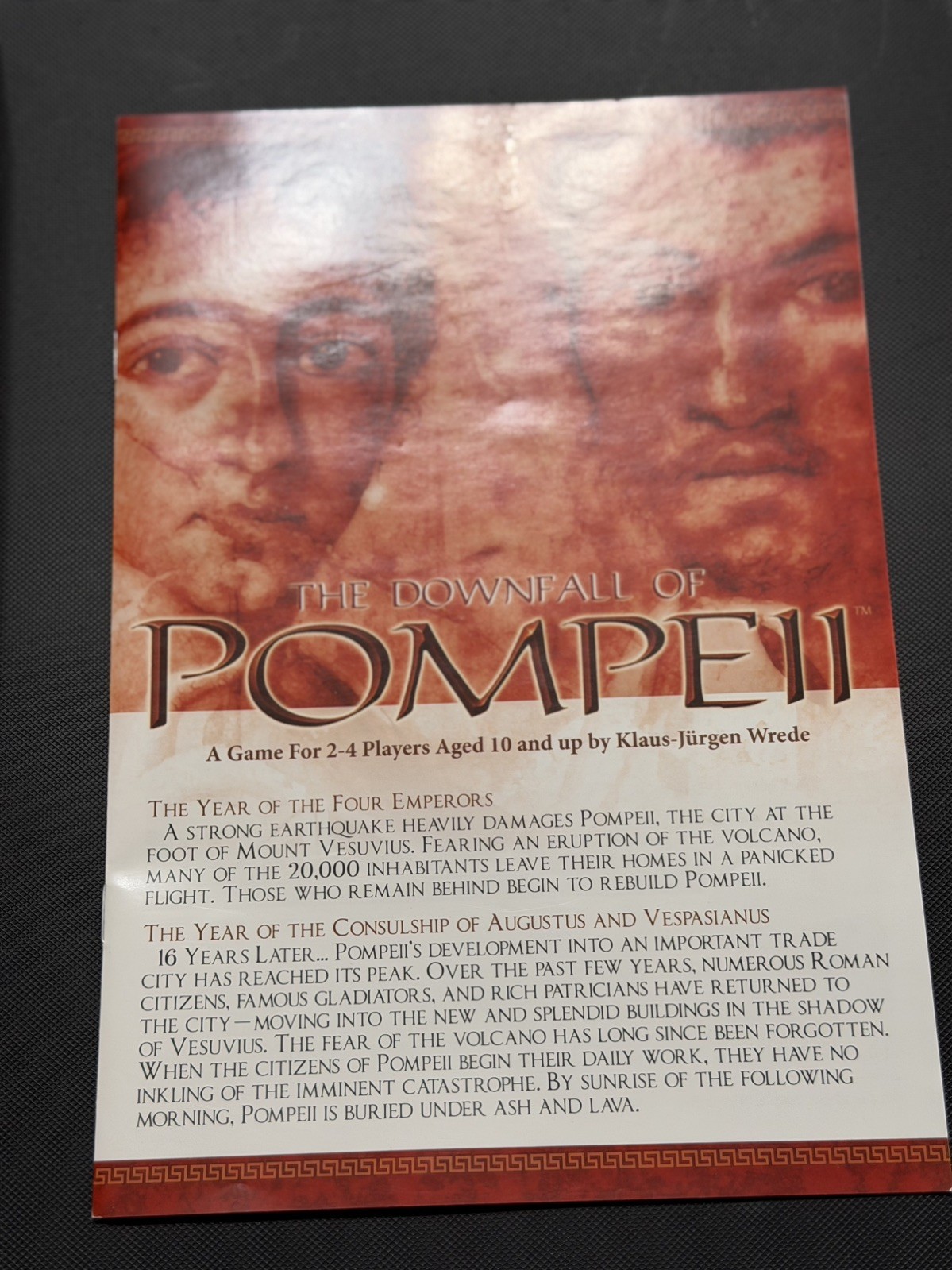 The Downfall of Pompeii Mayfair Games 2013 Player pieces missing see description