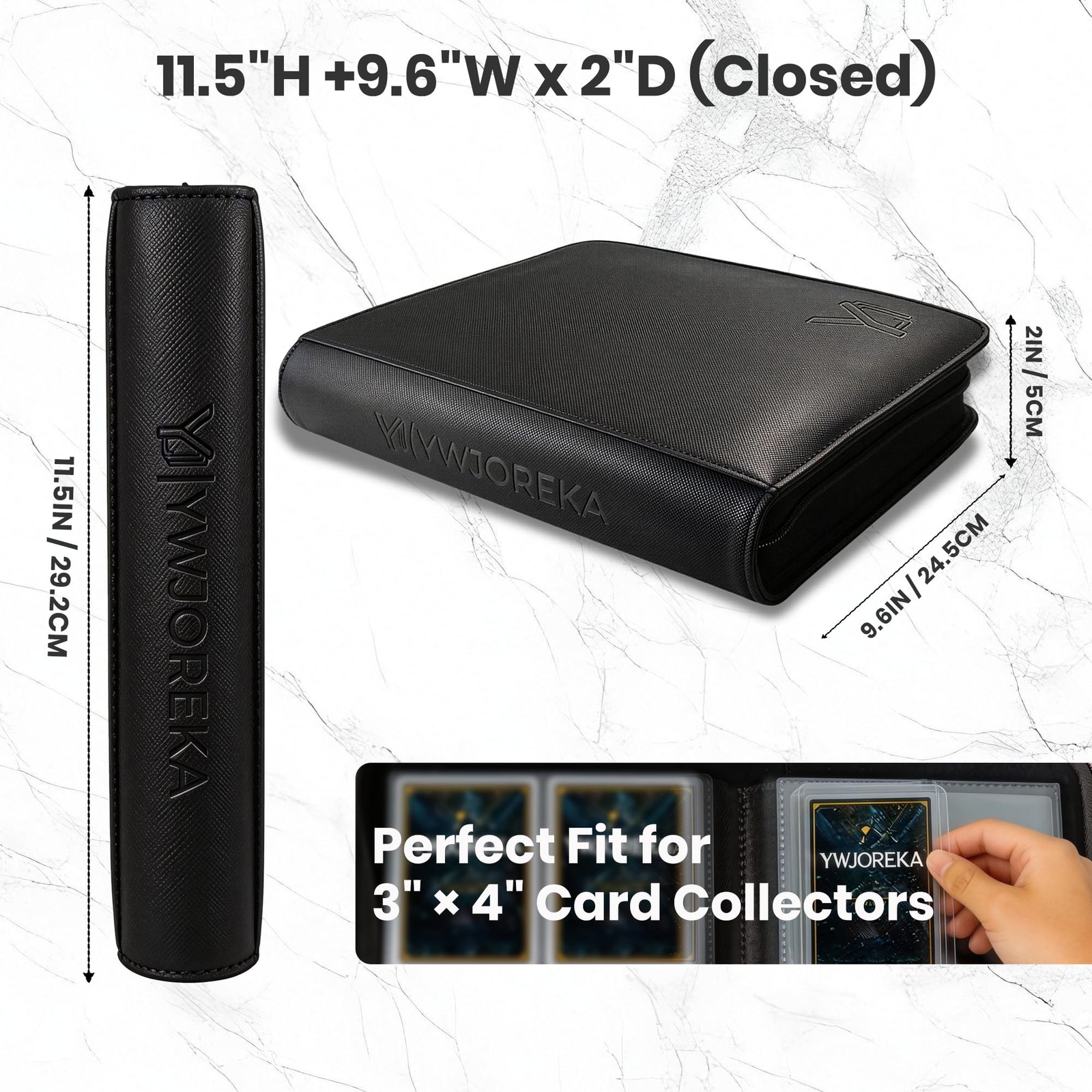 Toploader Binder 4 Pocket, Holds 128 Toploaders, Double-Sided 3″ X 4″, black