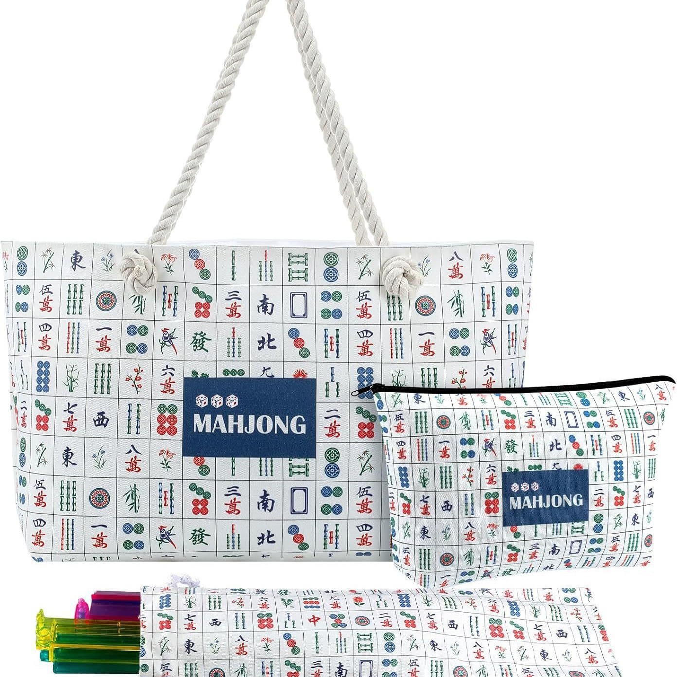 NEW!American Mahjong,160 deep blue Layered+Fashion Mahjong bag set Fast ship