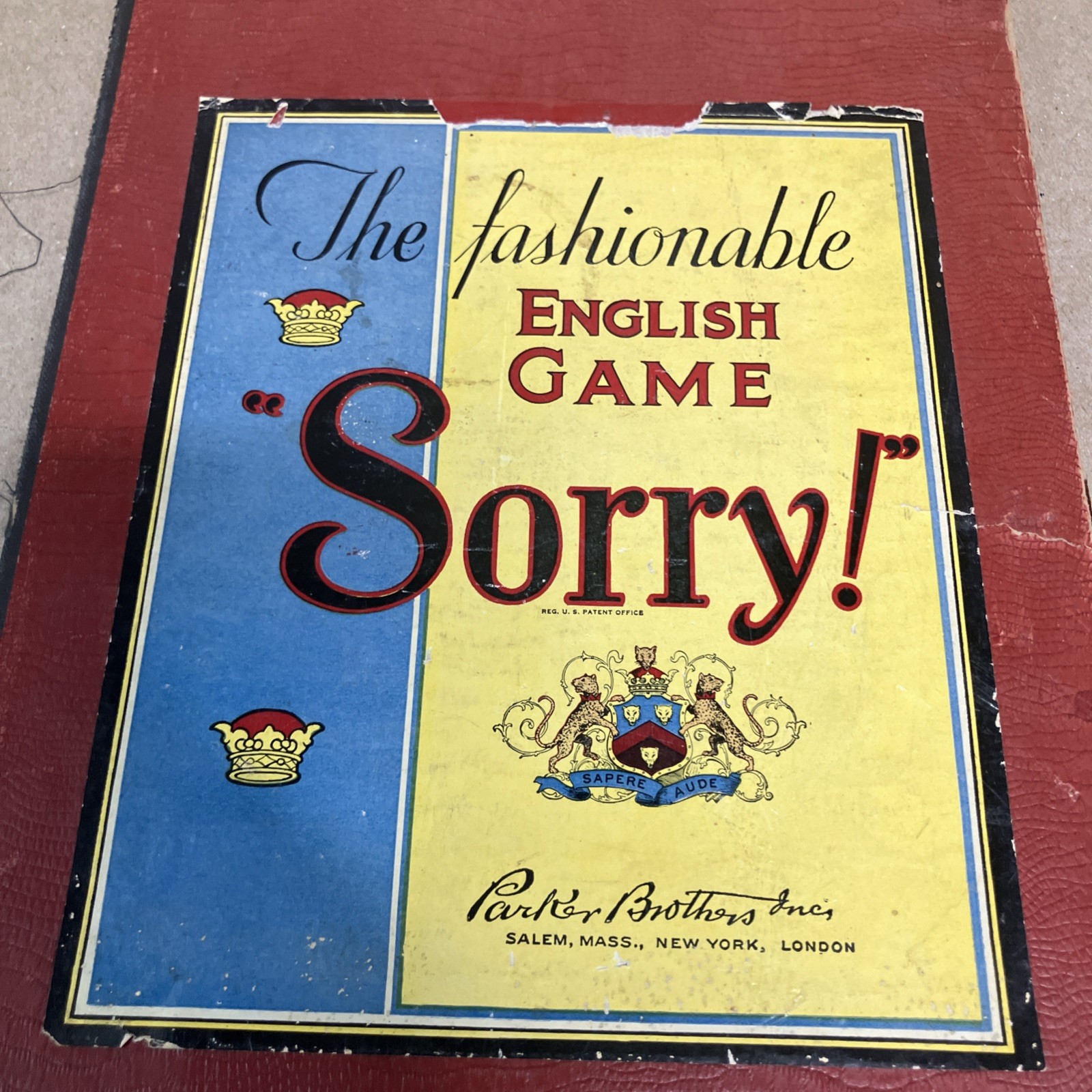 1930’s? The Fashionable English Game “Sorry”! RARE! See Pics! Board Only