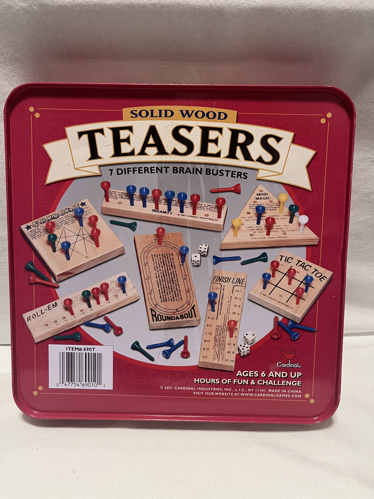 Classics Games Solid Wood Brain Teasers 7 Different Game Set Cardinal