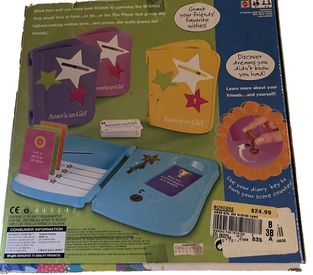 American Girl Doll 300 Wishes Board Game Complete Diary Key Sleepover EUC
