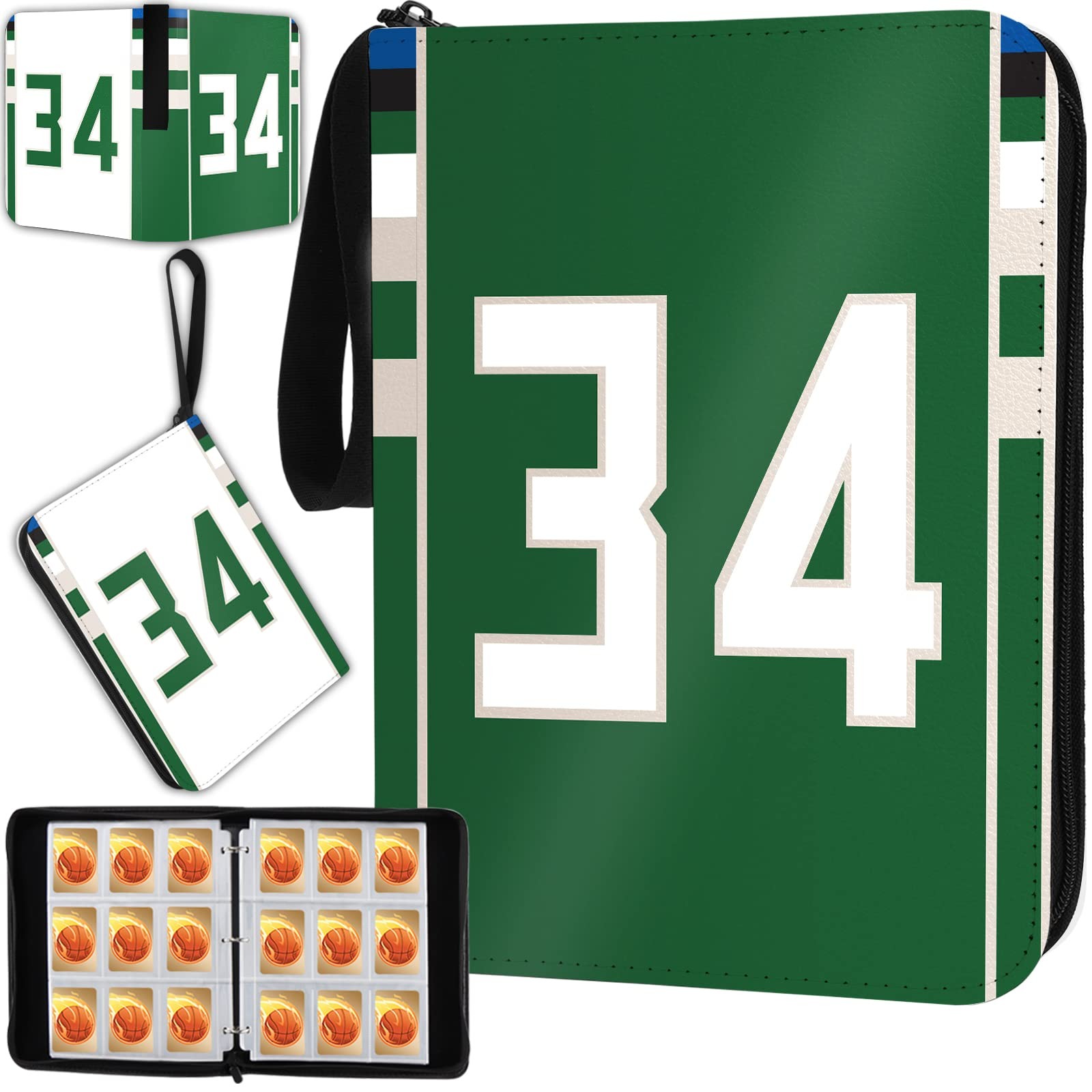 Basketball Card Binder with Sleeves 900 Pocket, #34 900, 34 Green