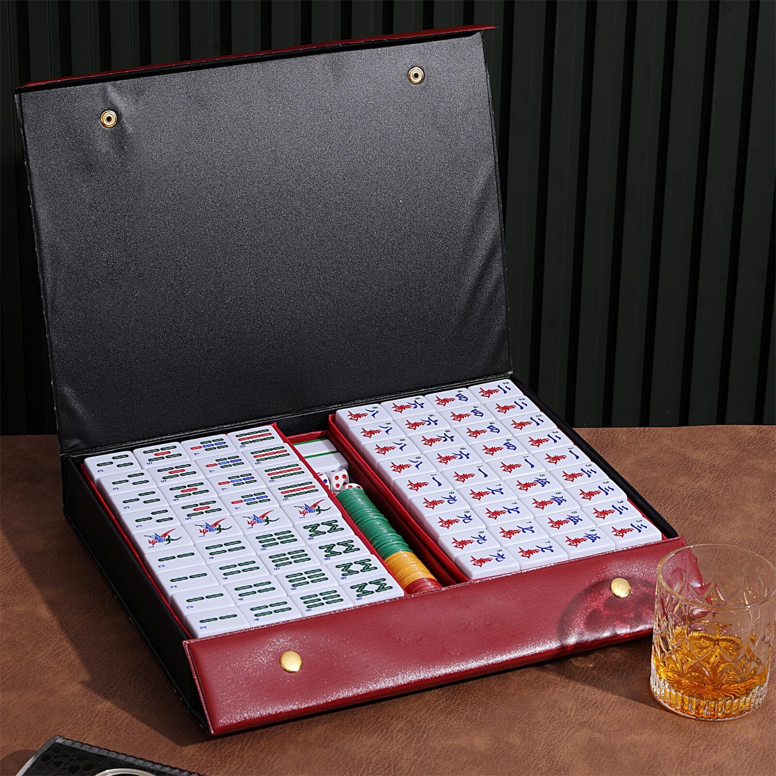 Chinese Mahjong Set X-Large 144 Numbered 1.5″ Tiles Majiang Mah-Jongg in Case