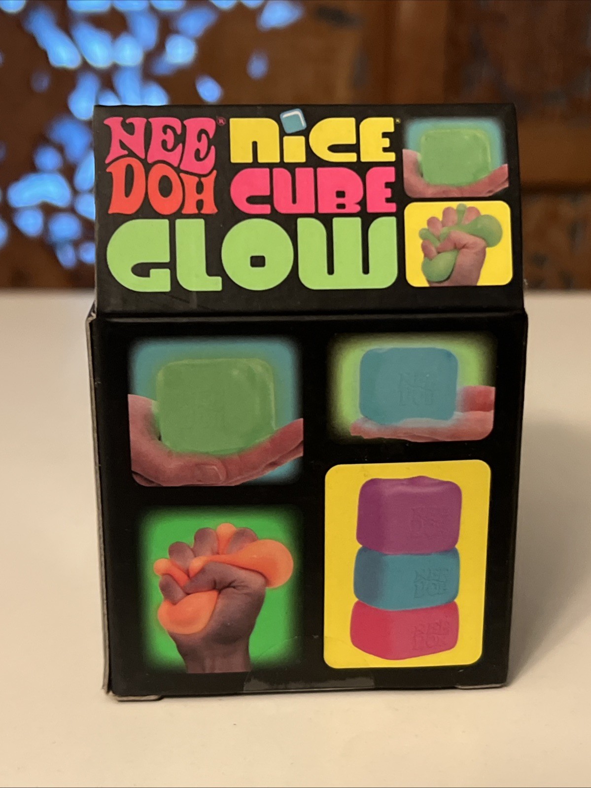 Nee Doh Schylling Needoh Nice Cube GLOW Authentic Toy PURPLE New in Sealed Box