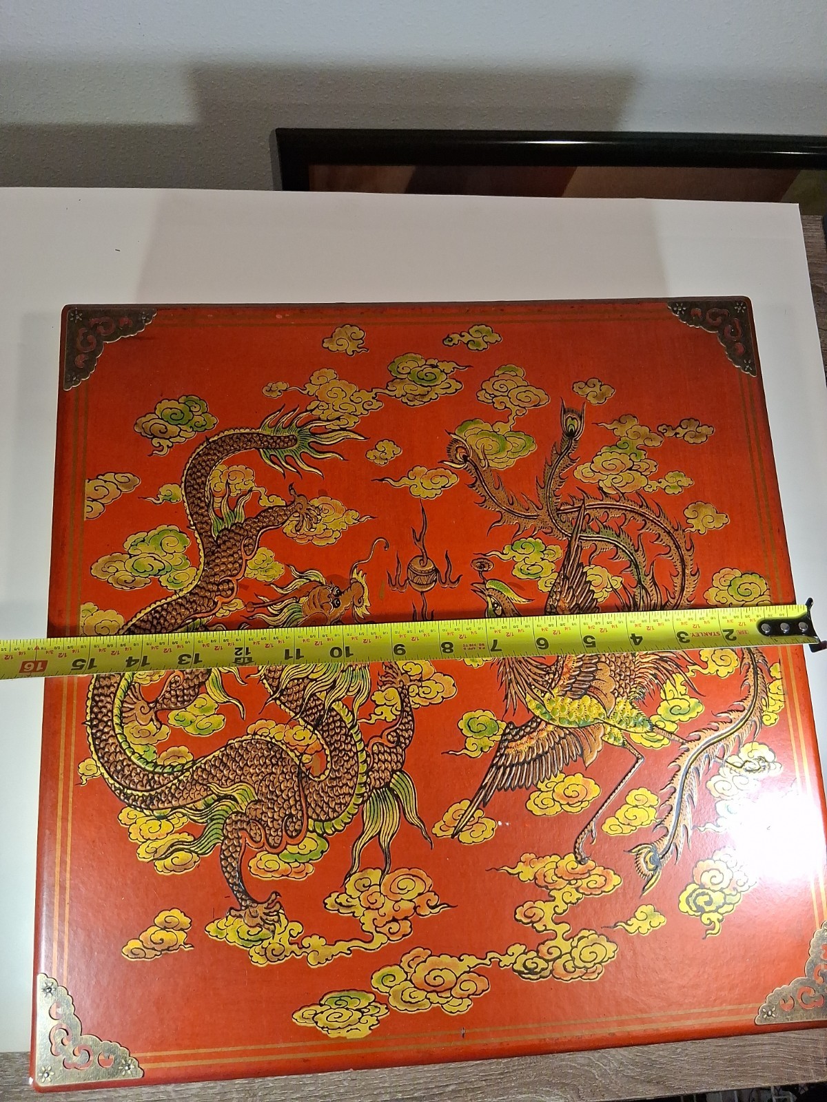 Vintage Chinese Dragon Phoenix Multi Game Chest Chess Backgammon Go Complete 16″