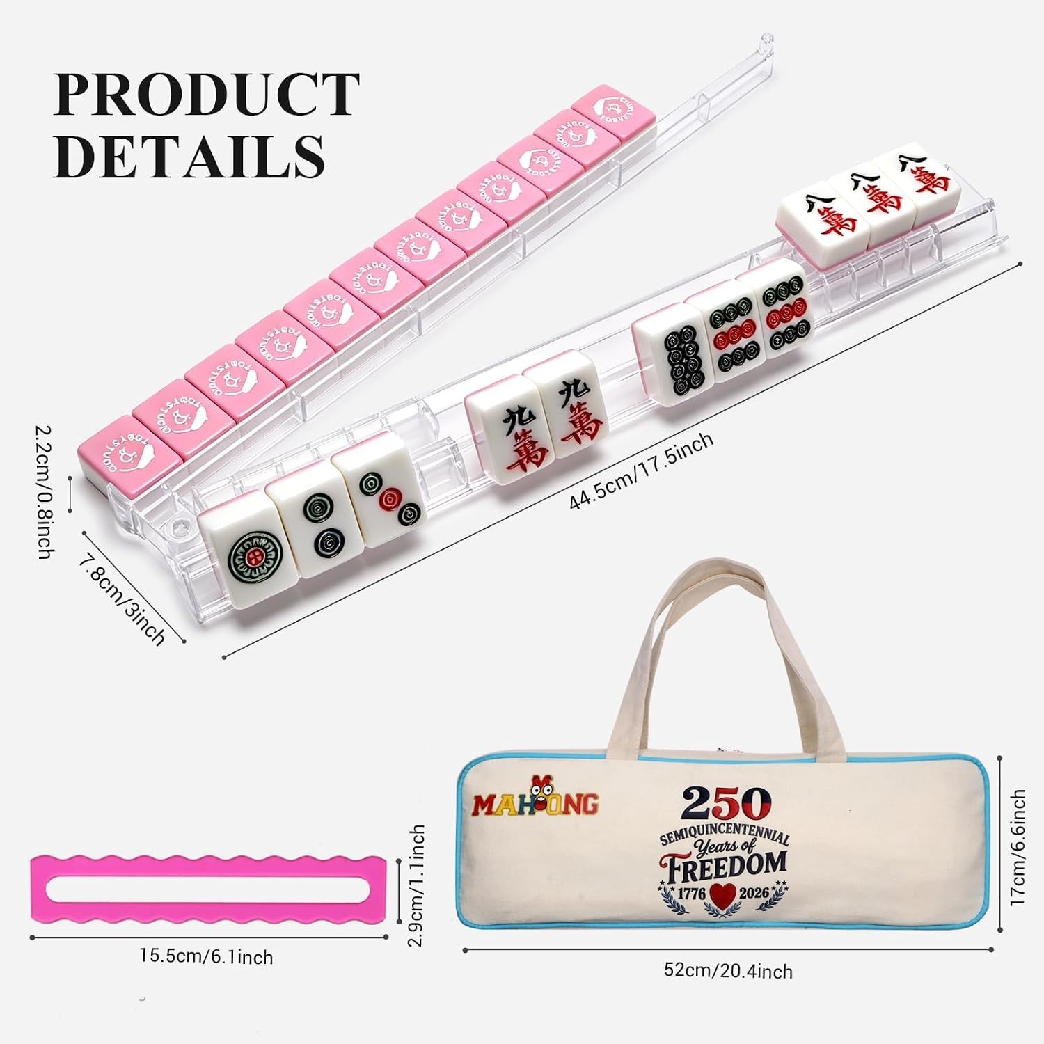 4PCS Mahjong Racks with Pushers White, American Mahjong All-in-one Tile Rack