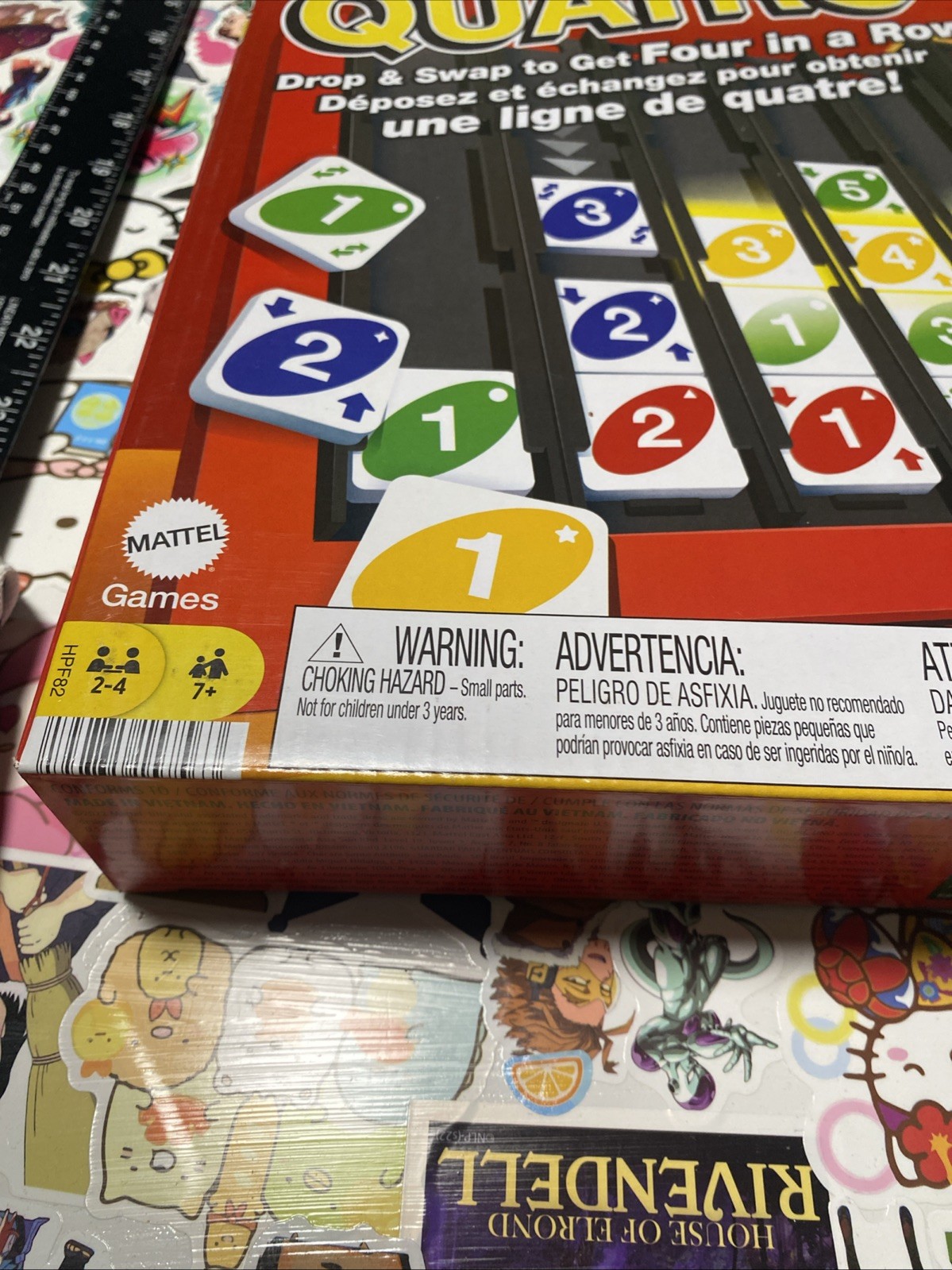 UNO Quatro Game with Colored Tiles & Plastic Game Grid for Adult, Family & Game