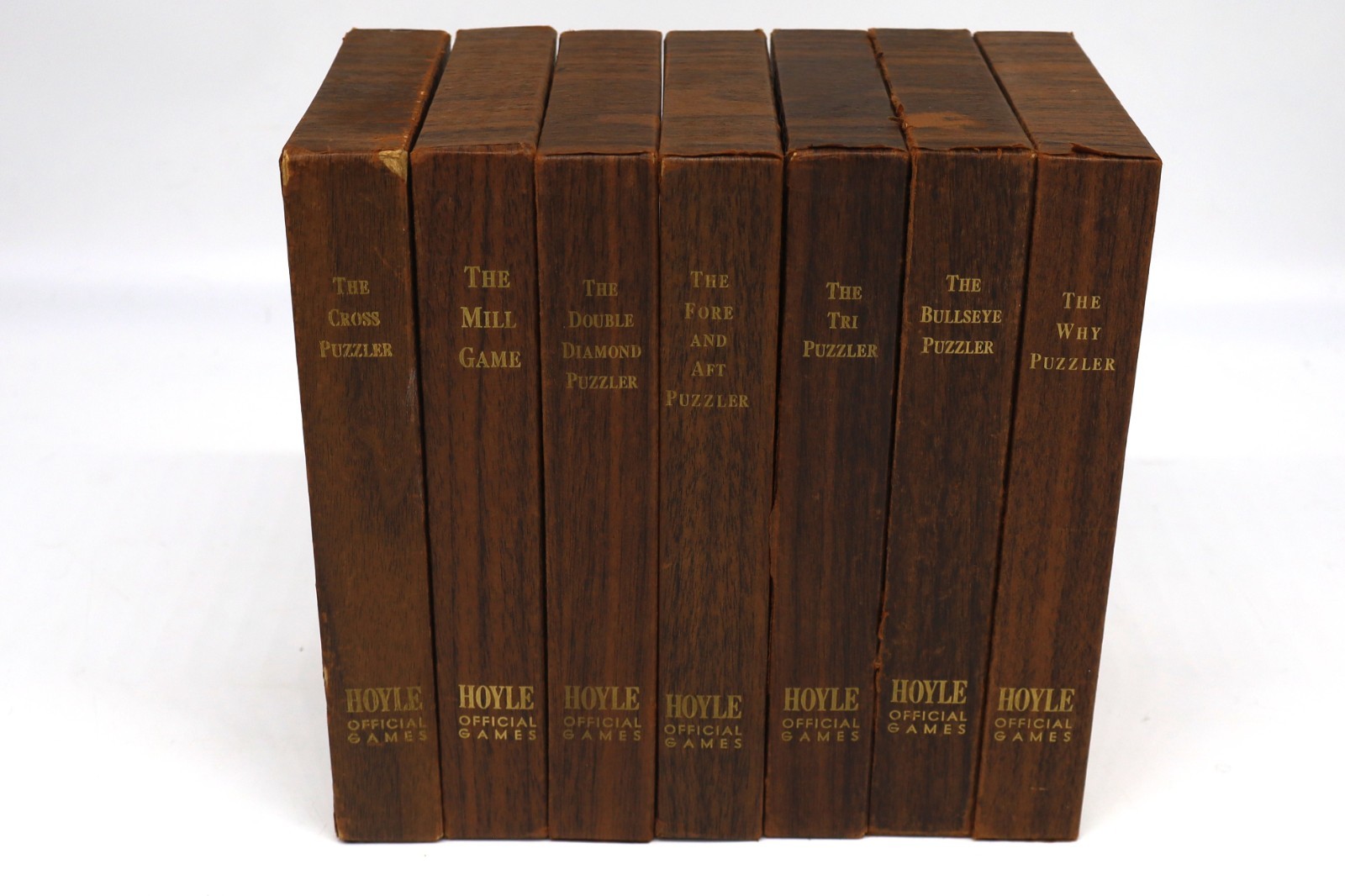 Vintage Hoyle Official Games Walnut Puzzle Set Complete 7 Games Stancraft 1964