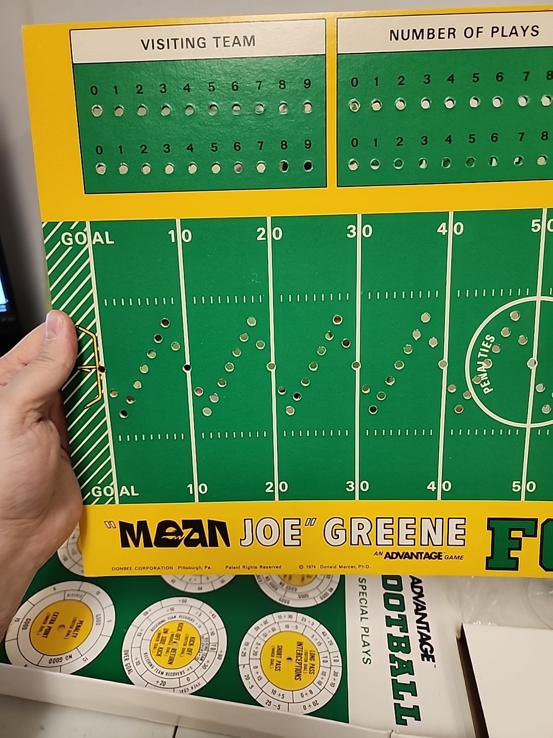 Vintage 1974 Donbee Corp. Mean Joe Greene Football Board Game Complete