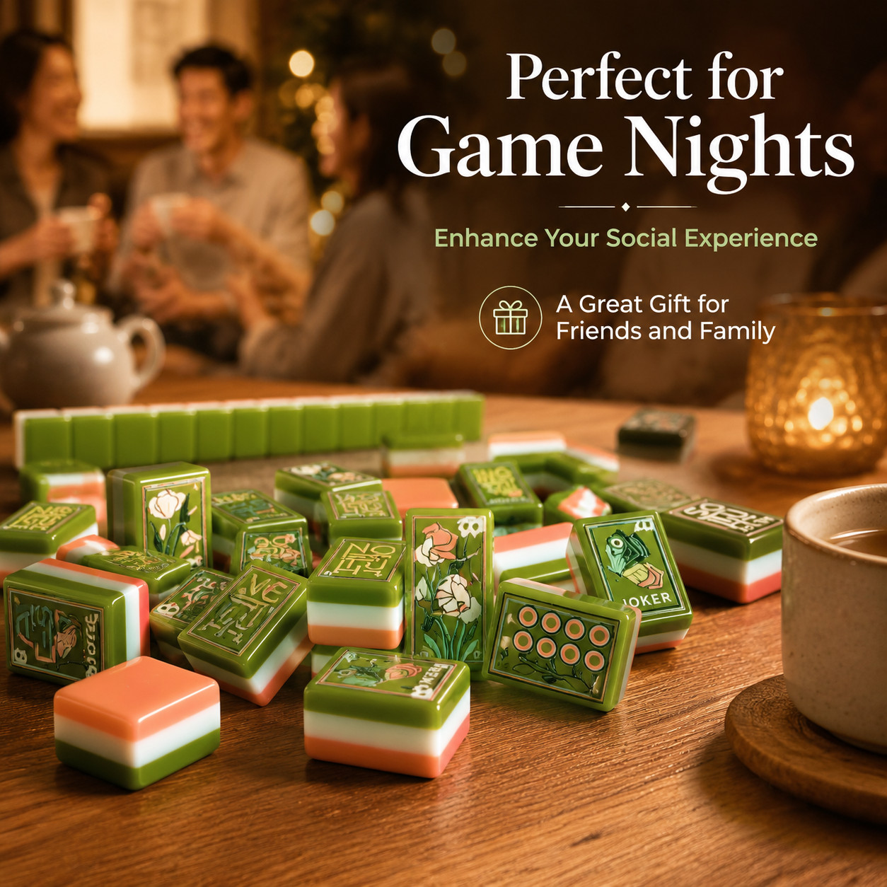 160 Art Green Oil Paintings of American Mahjong Tiles American Mahjong Set