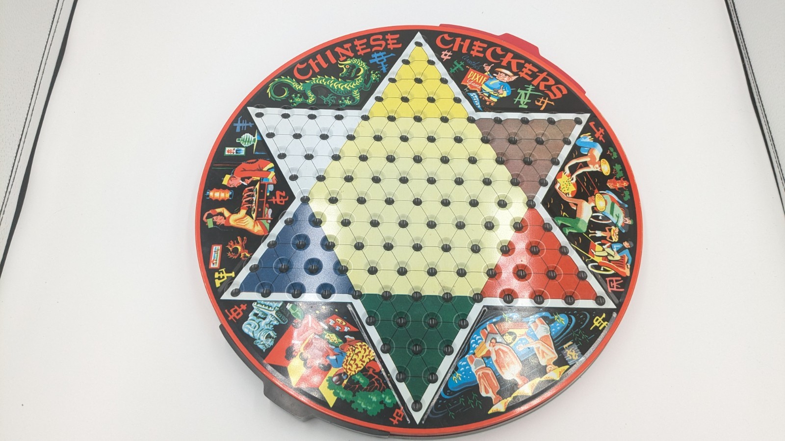 Vintage 1970s Steven Chinese Checkers Deluxe Metal Board Game – Complete in Box