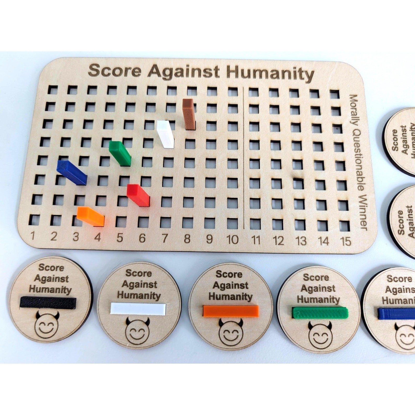 Cards Against Humanity Score Tracker | Wooden Game Scoreboard