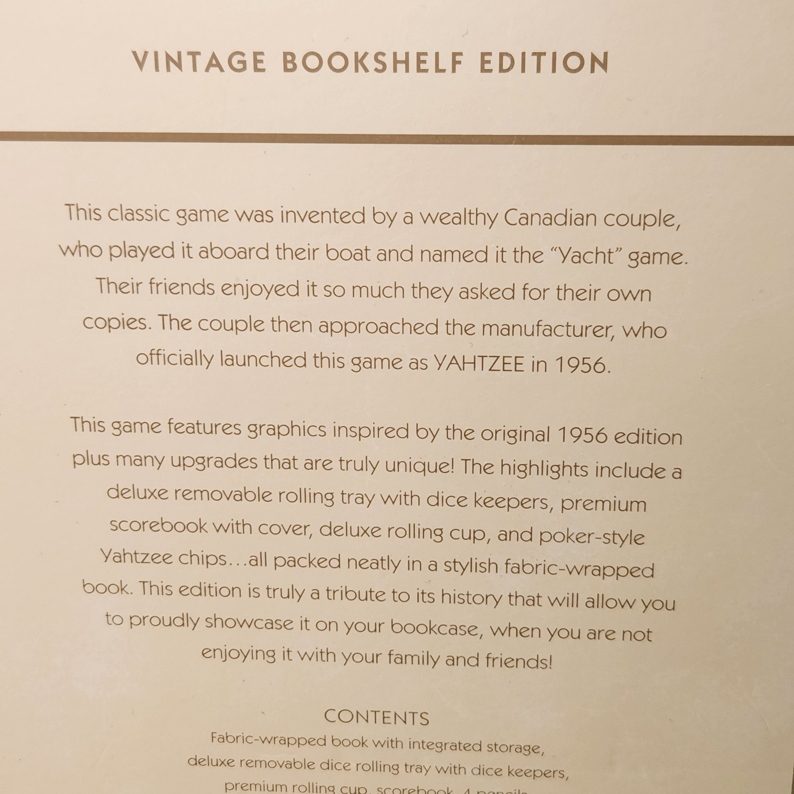 Yahtzee Vintage Bookshelf Edition WS Game Company New Open Box Complete Premium