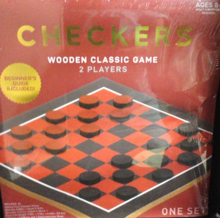 Checkers Wooden Classic Game NEW! Age 8 up Inc. Beginners Guild , 10×10 Board