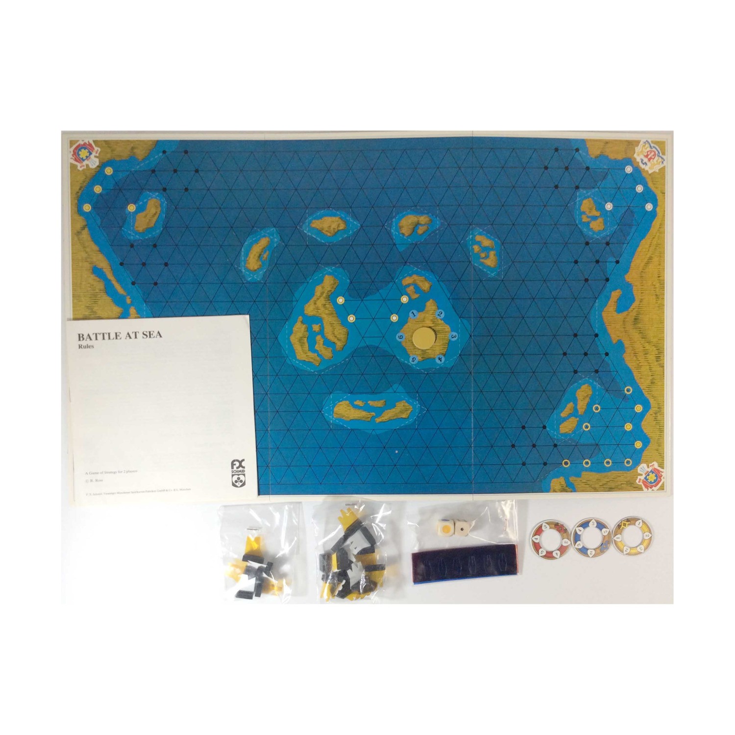FX Schmid Boardgame Seeschlacht (Battle at Sea, German Ed) Box Fair/EX