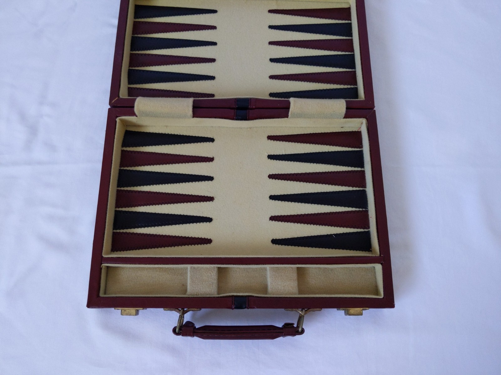 Vintage MR MAN Backgammon Board Game Leather Travel Case Box Brown Briefcase