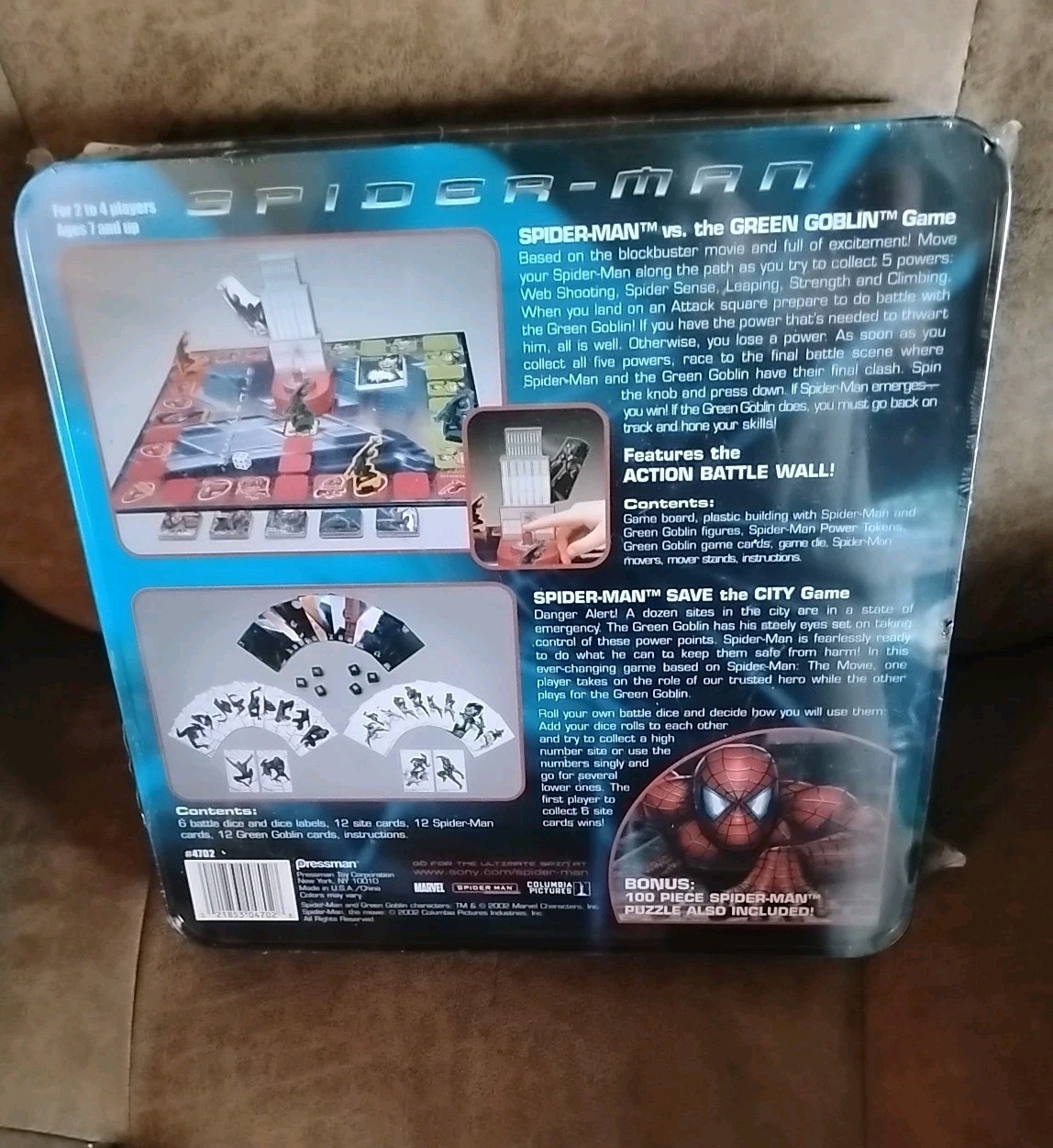 Spider Man Game 🕷️ by Pressman Two Great Action Game New In Box Marvel 2002