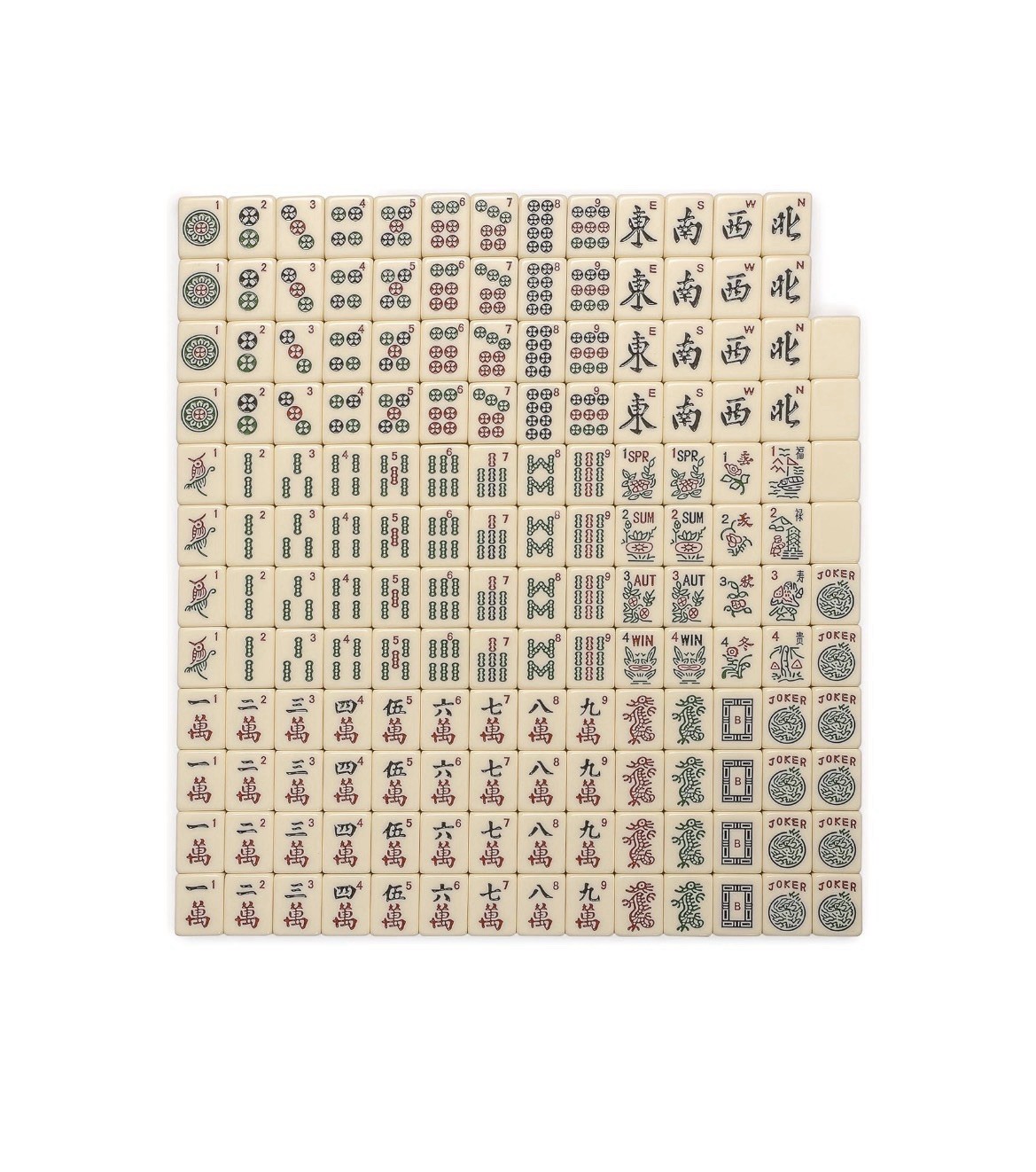 Yellow Mountain Imports American Mahjong Set Ivory Stripes 166 Tiles Beige Case