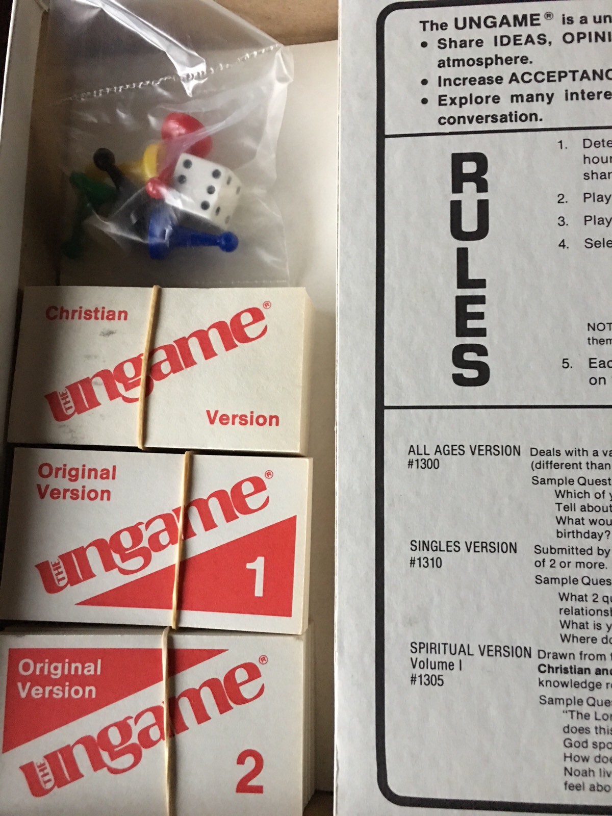 THE UNGAME CHRISTIAN BOARD GAME 1985 DR. JAMES DOBSON SELF EXPRESSION COMPLETE