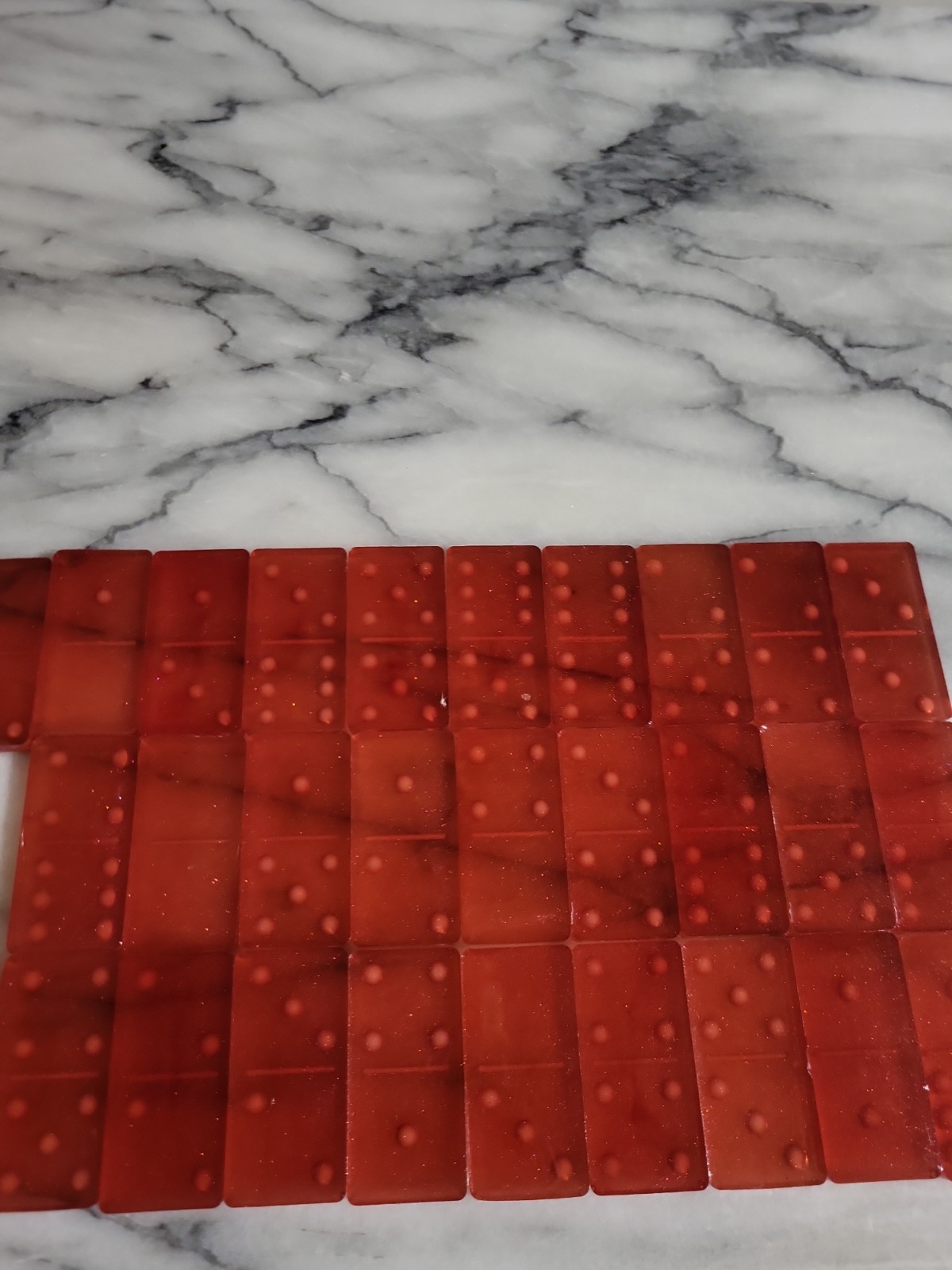 Vintage No. 616 Standard Marblelike Red Dominoes Set 28 Count