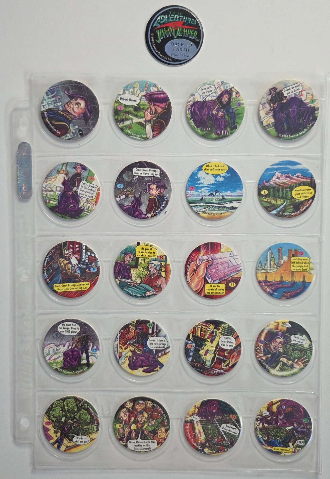Rare Complete Set Of All 21 Pogs * Adventures of JIMMY JUMPER * Pog Set