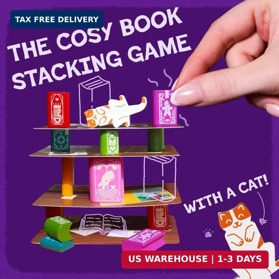 Bookshelf By Alley Cat Games Ages 8 2-4 Players Cooperative Stacking Game Skill