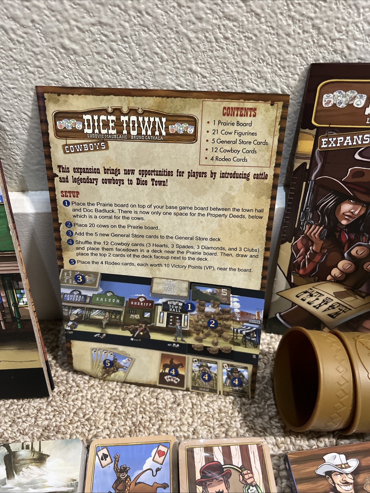 Dice Town Board Game Matagot Complete -Poker Dice Western Strategy Game See Desc