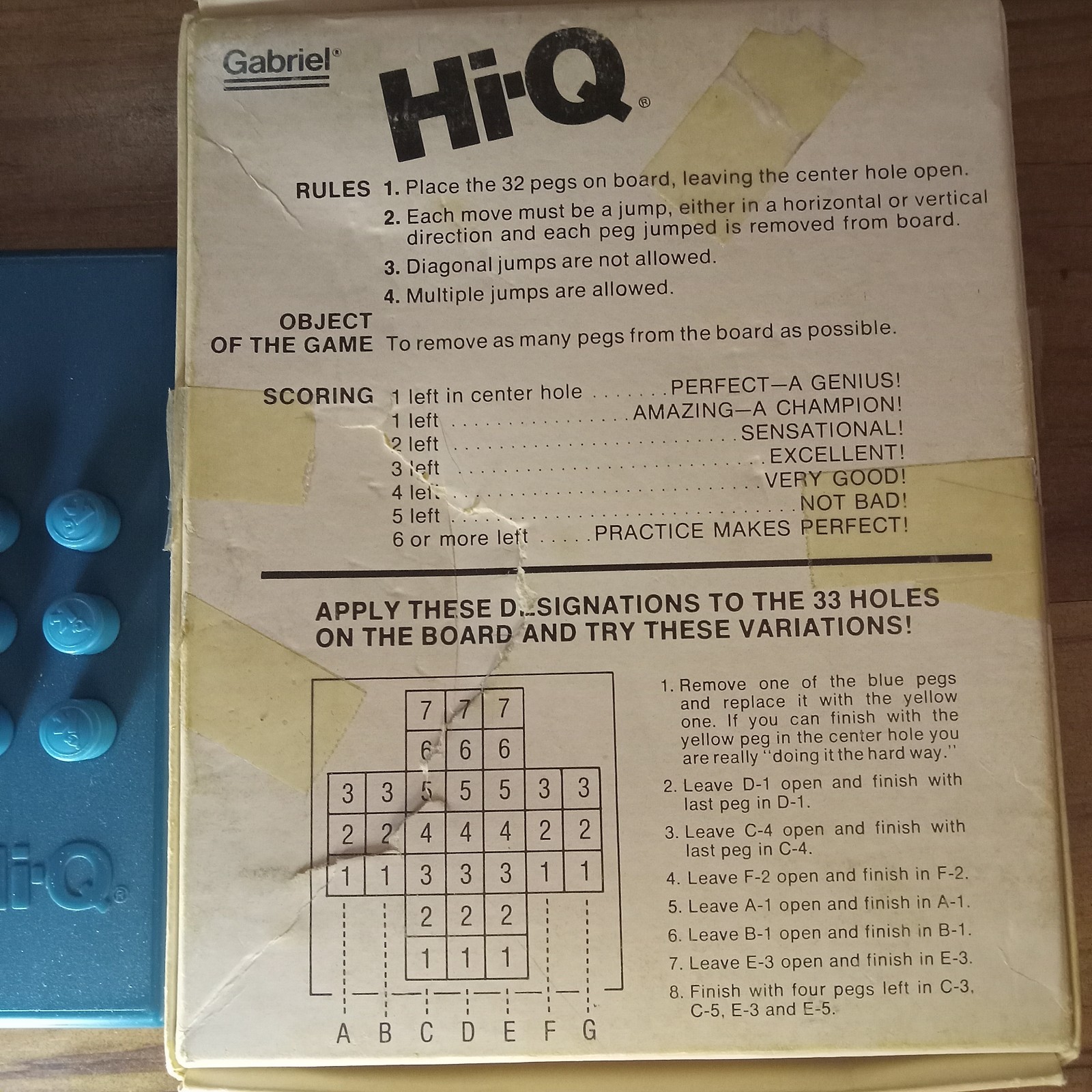 Gabriel HI-Q #7120 Solitaire Favorite Travel Game – InComplete Vintage pls read