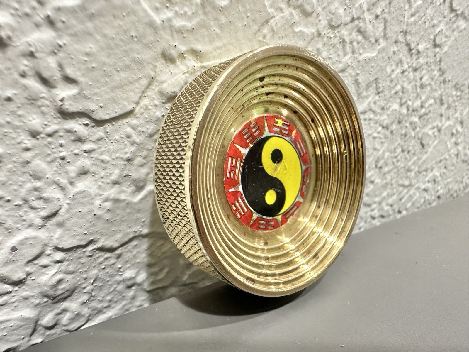 Vintage 90s Heavy Brass Metal Pog Slammer – Ying Yang- Thick – 3+ Oz