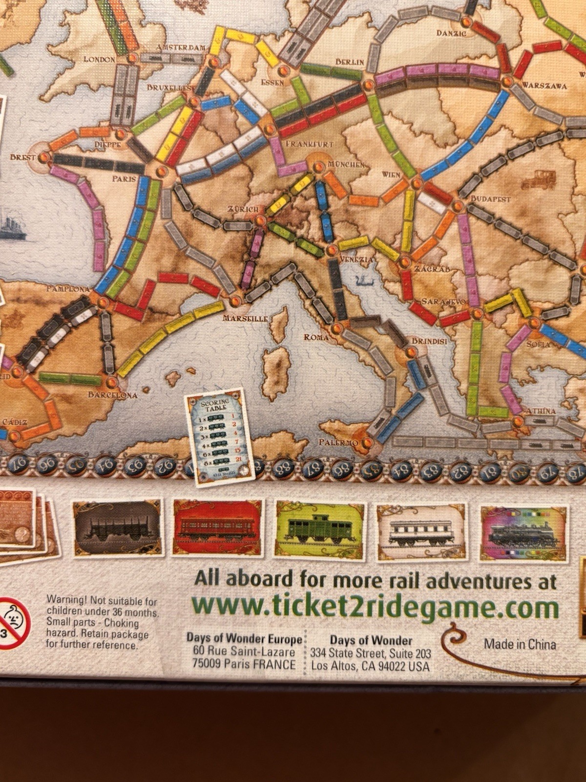 2016 Ticket To Ride Europe Board Game – New, Open Box, Complete, Sealed Cards