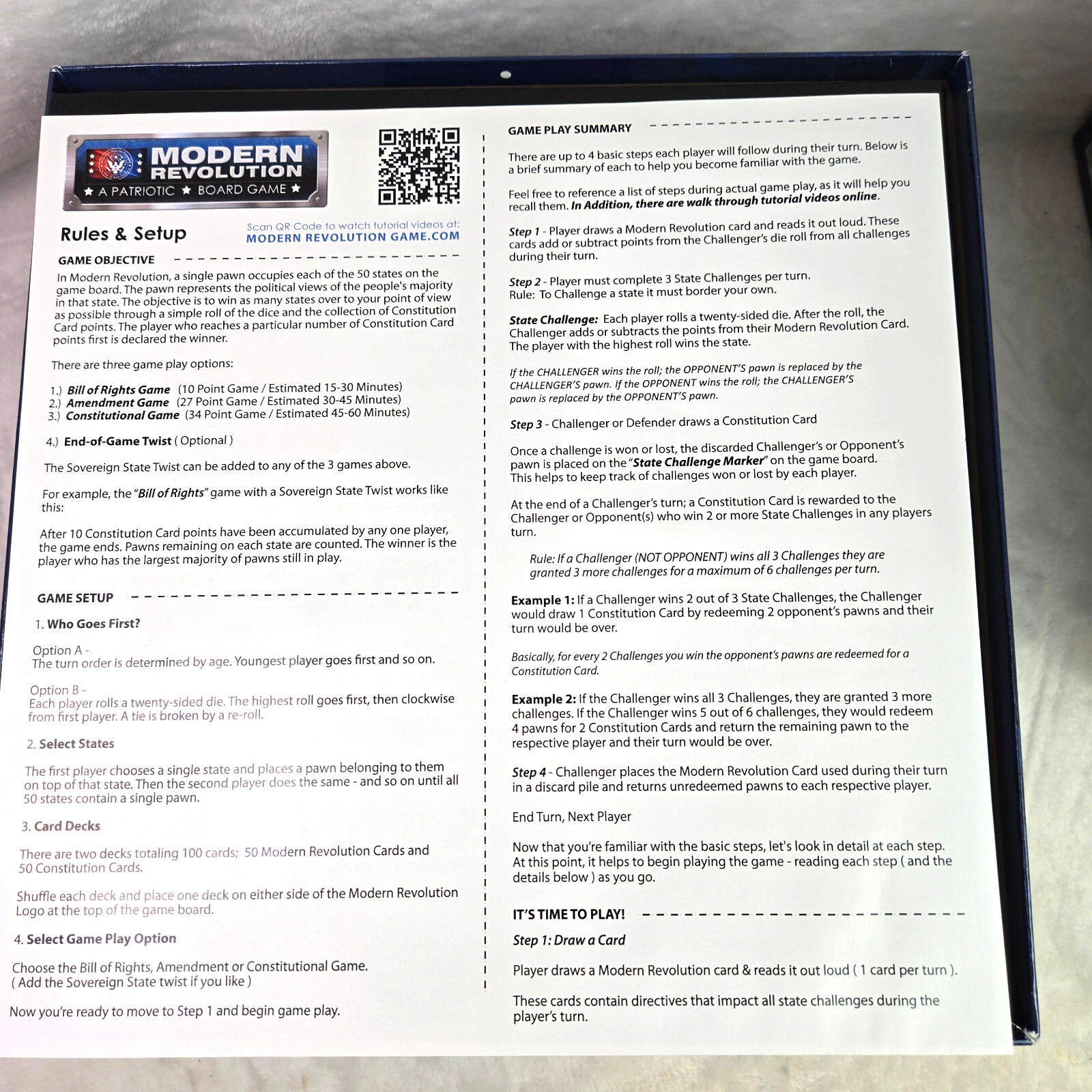 Modern Revolution A Patriotic Board Game by Gate Key Entertainment.