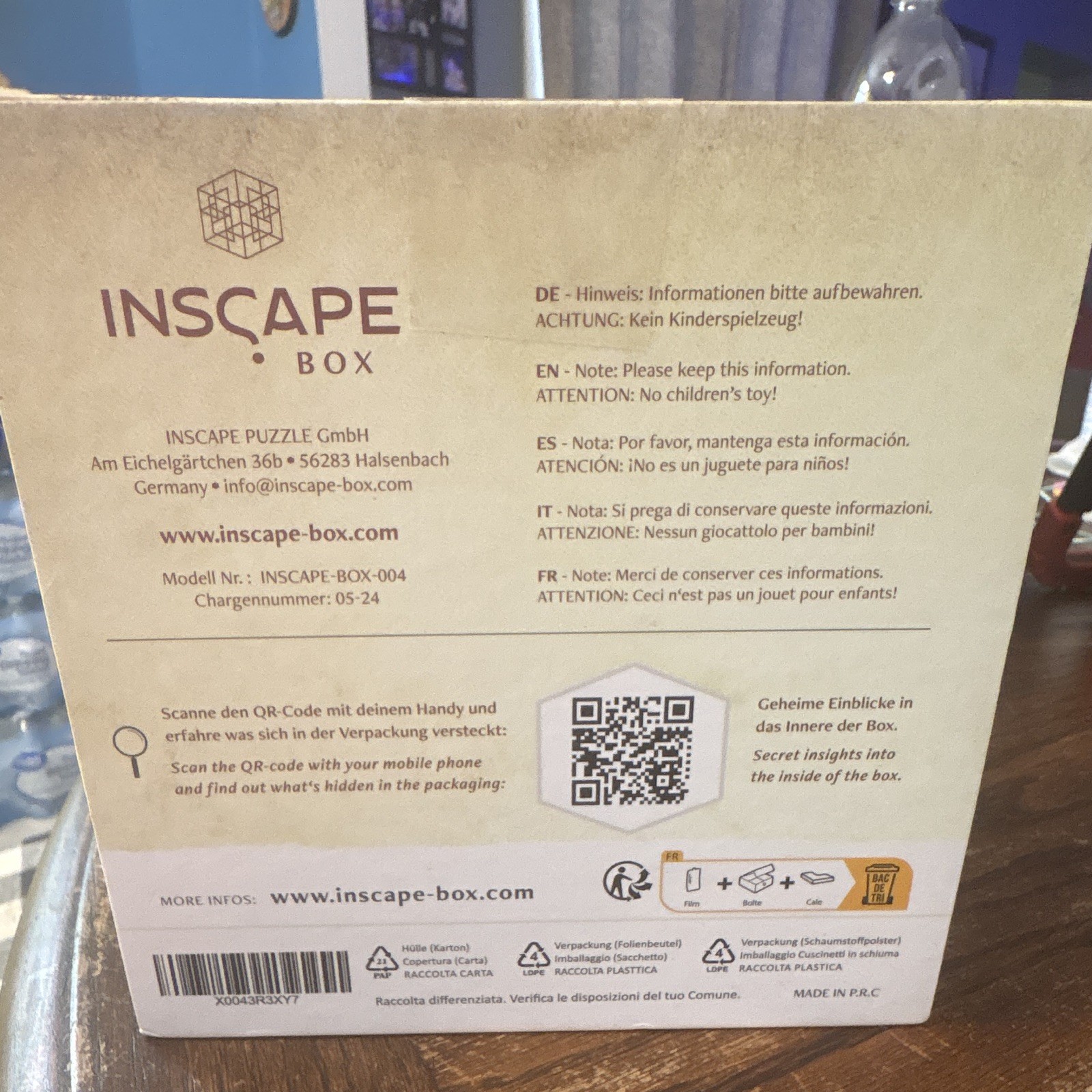 INSCAPE BOX Da Vinci’s Marvel Escape Room Box Game Puzzles 1+ Players 14+
