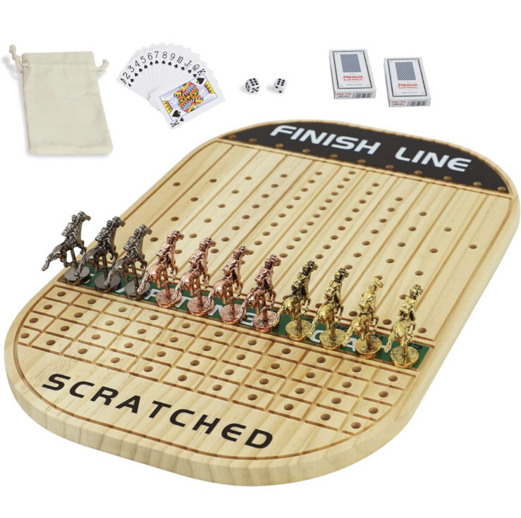Jyquorp Horse Race Board Game Racing Game Thickened Solid Wood.NEW FREE SHIPPING