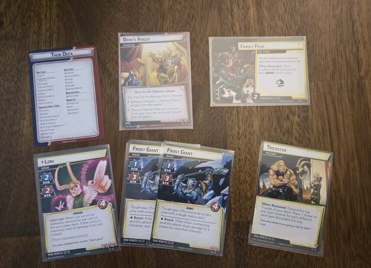 Marvel Champions Thor Hero Pack Expansion, Used. INCOMPLETE SET, MISSING CARD