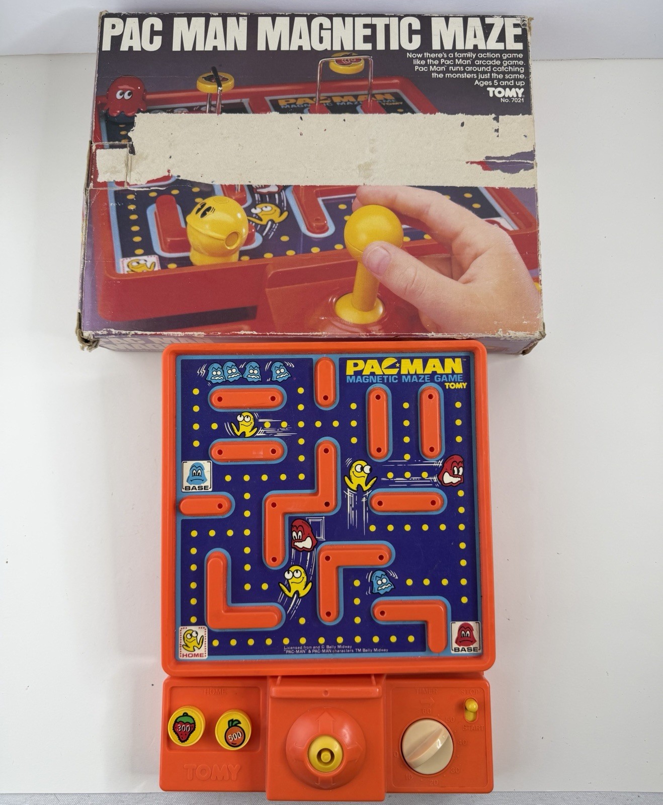 Vintage Pac-Man Magnetic Maze Game Tomy 1982 No. 7021 Incomplete w/Original Box