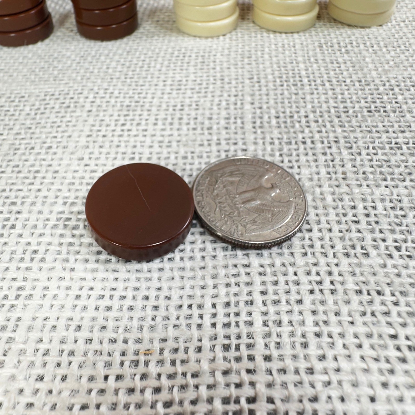 Vintage Backgammon Checkers Replacement Lot 30 Brown Ivory Playing Pieces 15/15